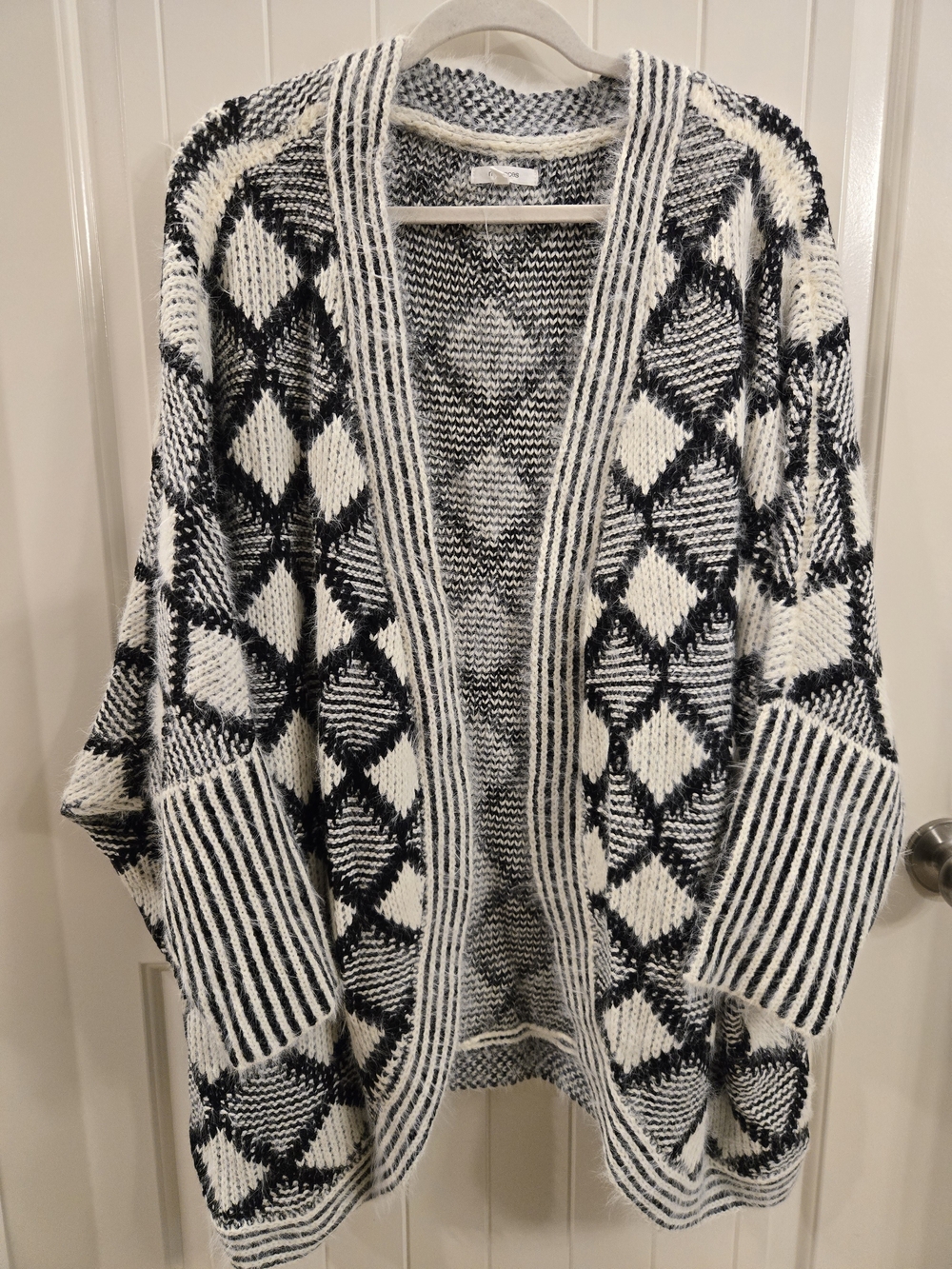 Maurices Black & White Diamond Open-Front Cardigan Size 4x